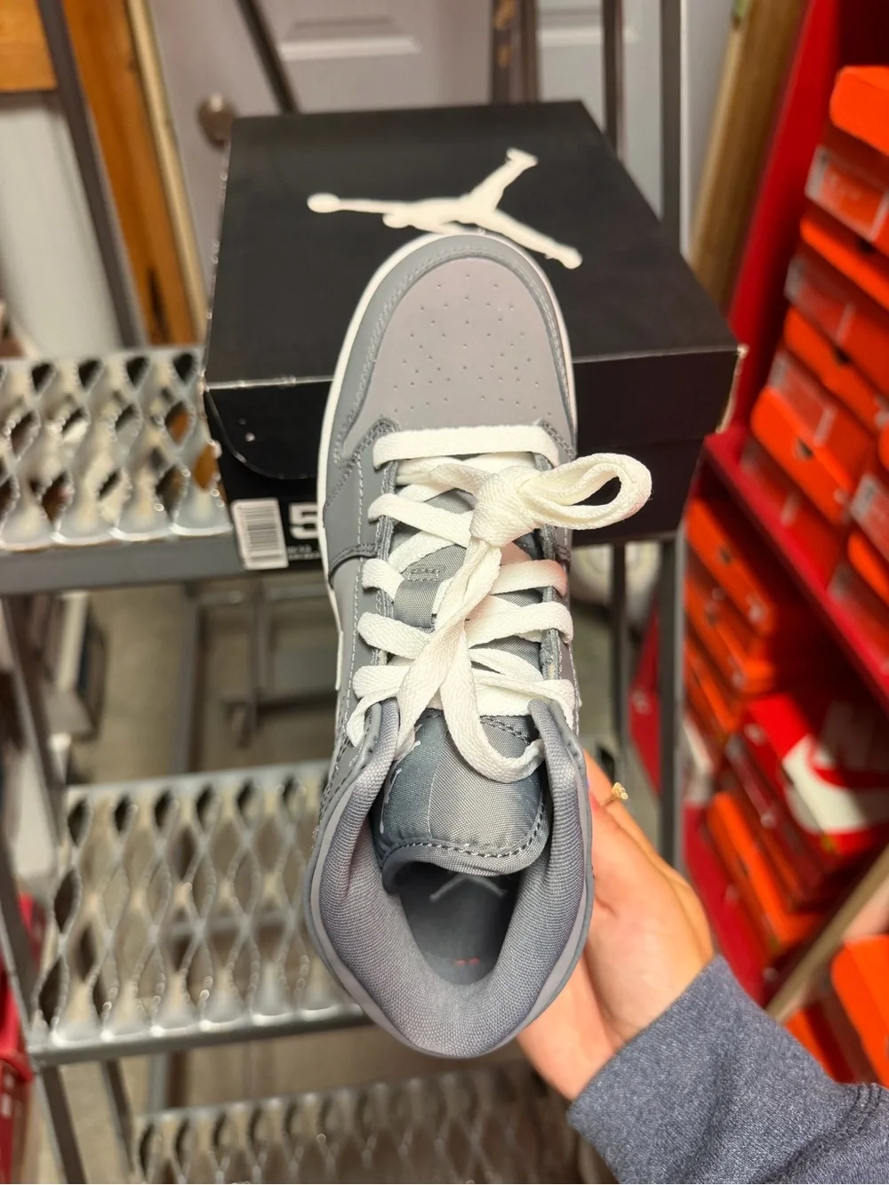 Jordan Kids' Mid-Top Sneakers in Cool Grey and White